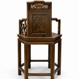 Antique Armchair with Hexagonal Wooden Seat, 1890s