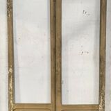 Double portes de passage en verre et sapin patiné, XXème siècle