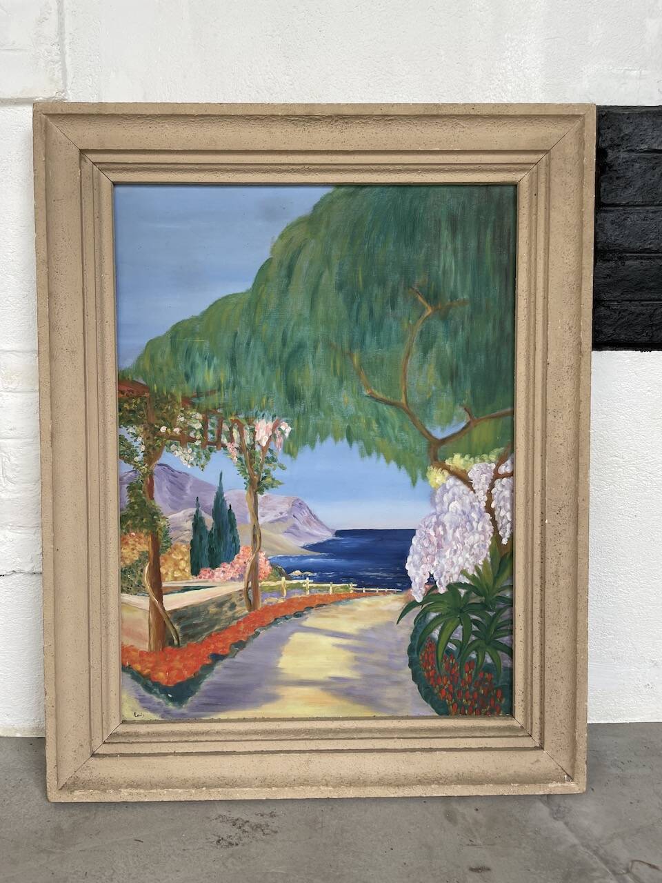 Oil on panel Sanary beach 1950