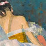 Rest, oil on canvas mounted on cardboard signed Dassimov