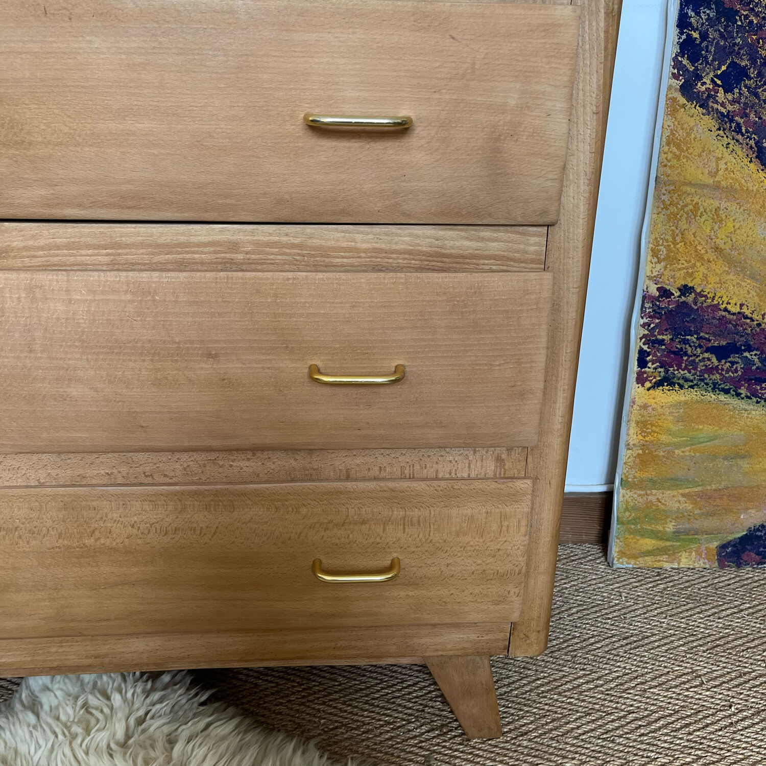 Commode vintage bois pieds compas