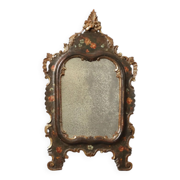 Miroir ancien en bois laqué, Italie, fin XIXe siècle