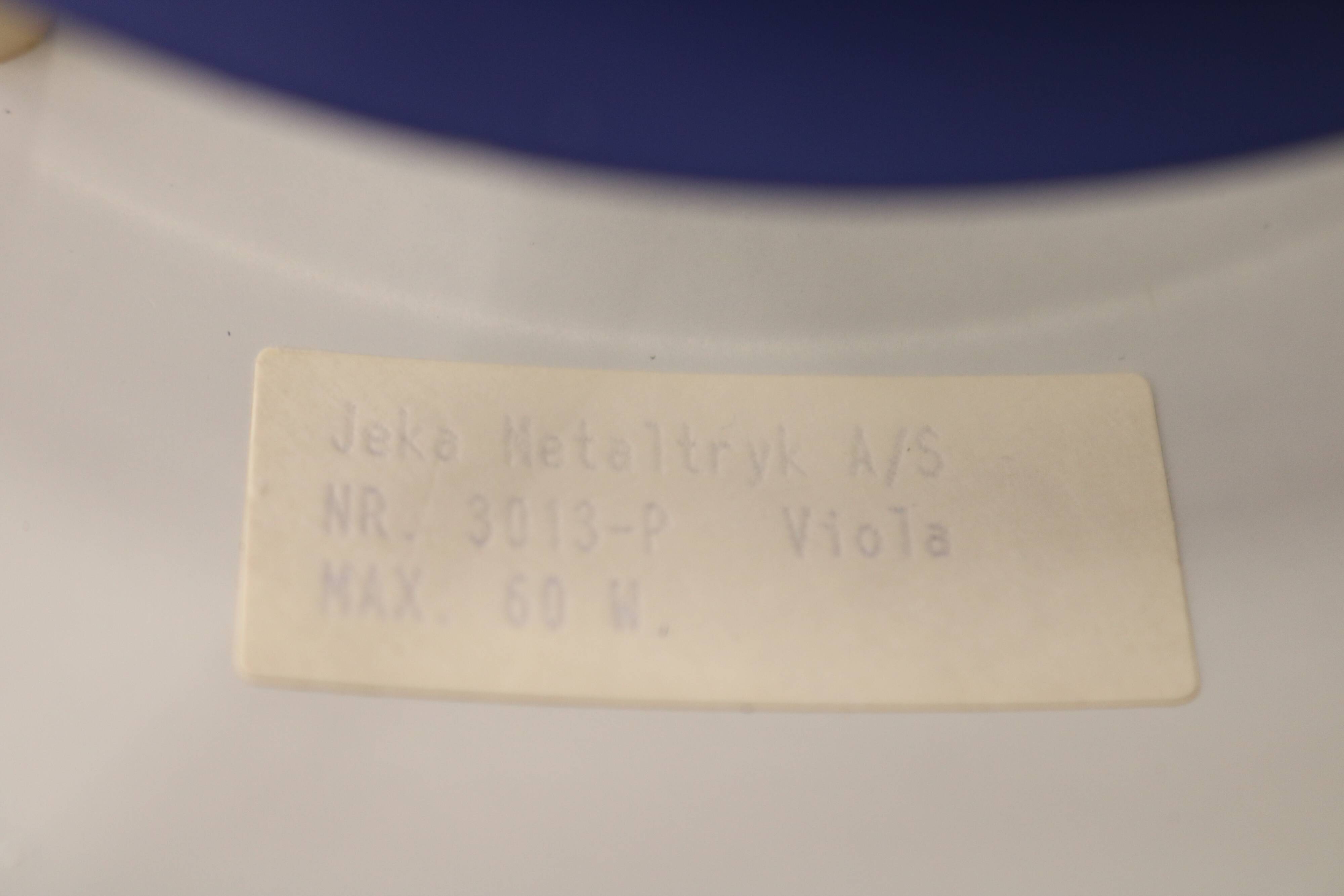 Blue coloured top design lamp by Jeka Metaltryk - Model Viola type 3013-P -