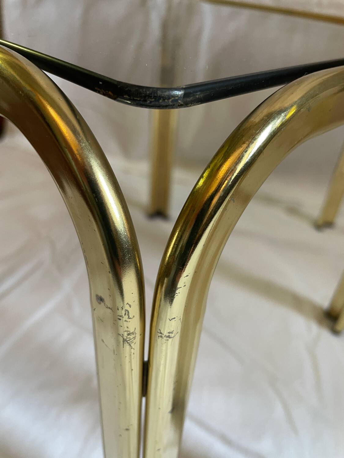Brass and smoked glass nesting tables