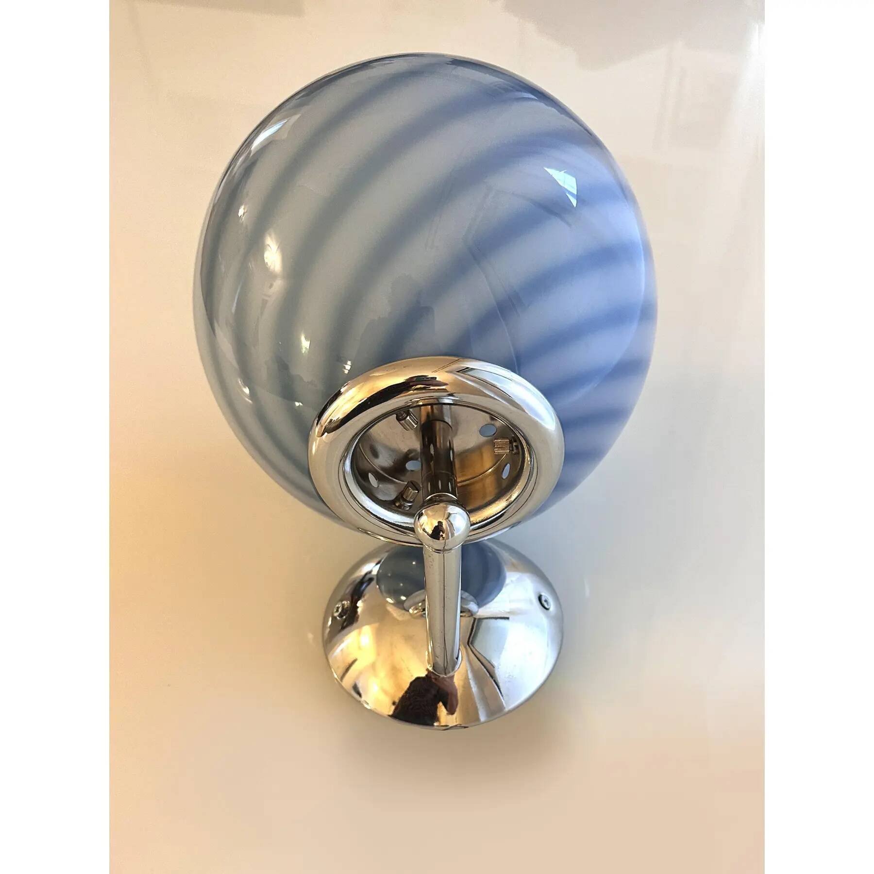 Contemporary Blue Swirl “Rods” Murano Glass Wall Sconces - Set of Two