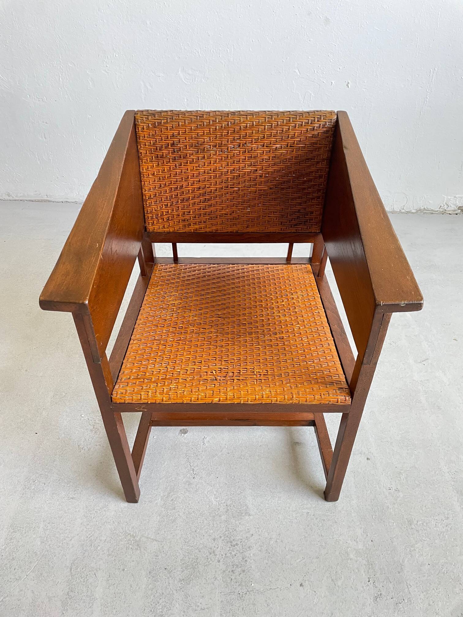 Hans Vollmer & Prag-Rudniker Wickerwork, Oak and Cane Chair Mod. 464, 1902