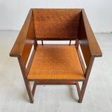 Hans Vollmer & Prag-Rudniker Wickerwork, Oak and Cane Chair Mod. 464, 1902