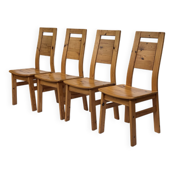 Ensemble vintage de quatre chaises de salle à manger design finlandais Laukaan Puu