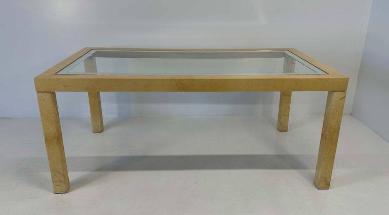 Italian Table Parchment and Glass, Attr. Aldo Tura, 1970s