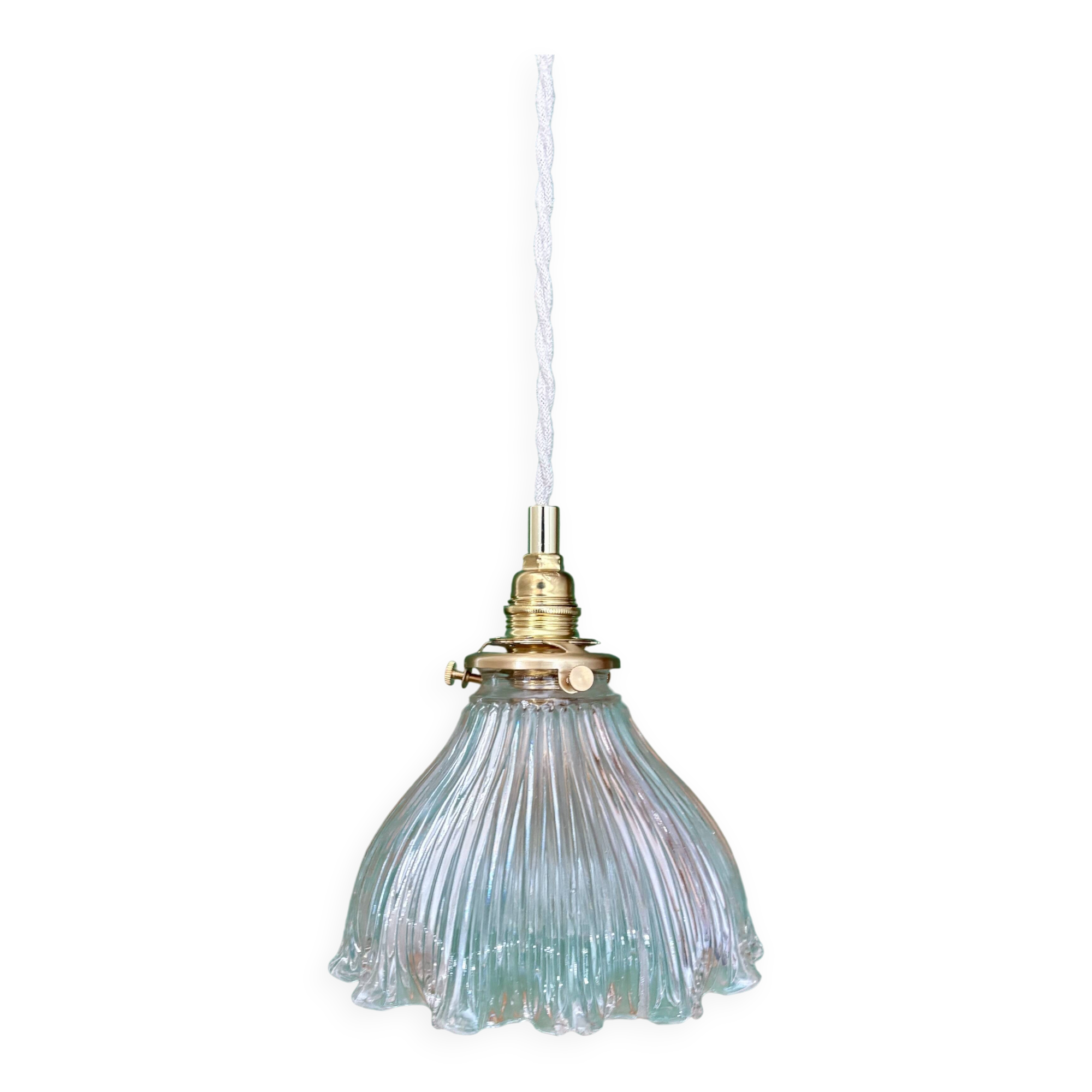 Vintage Holophane Glass Pendant Lampshade (HU1)