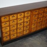 Dutch industrial apothecary cabinet in beech and oak 1940s