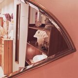Deknudt fan-shaped mirror with gilded shell motif, Belgium, 1980s