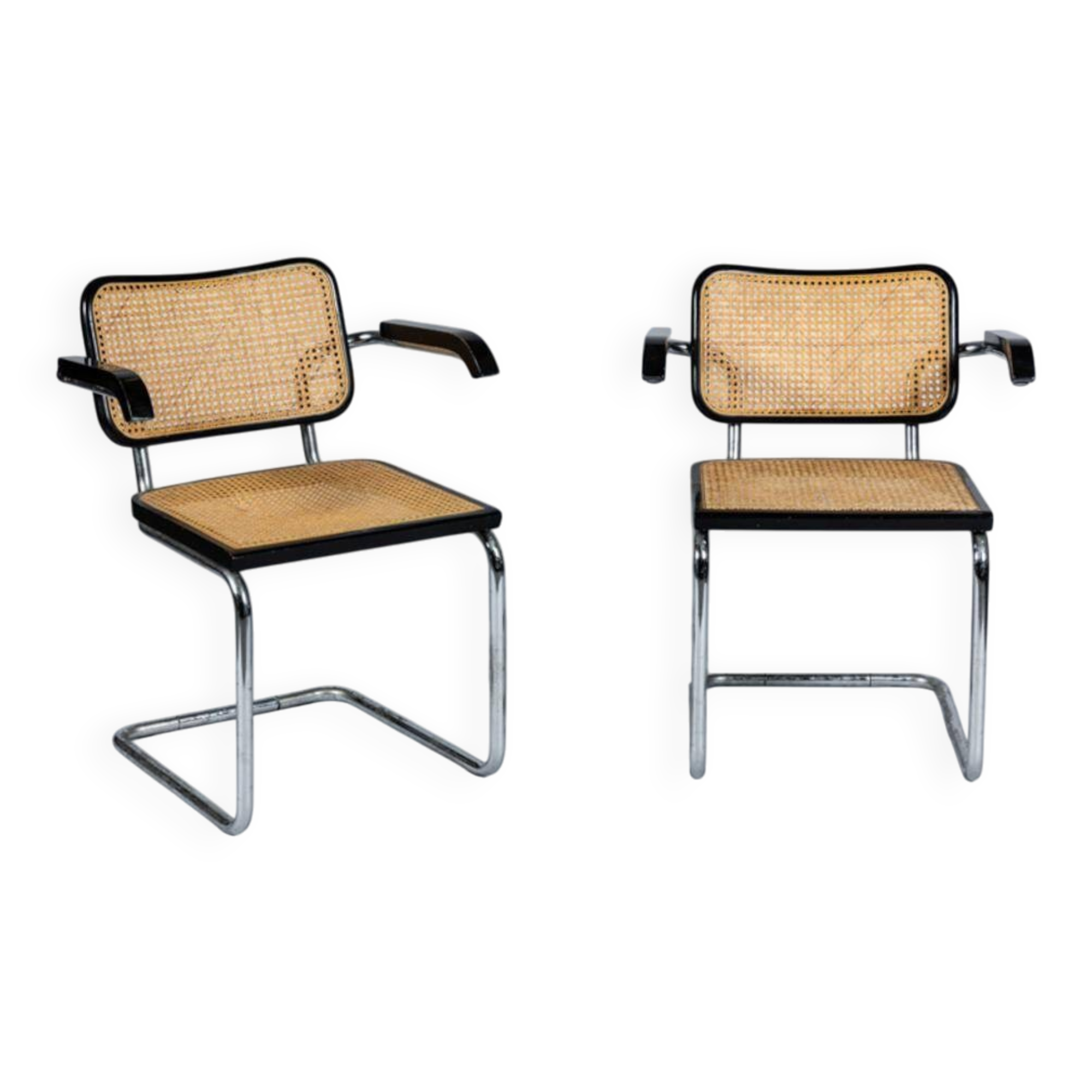 Paire de chaises « Cesca B64 » avec accoudoirs – style Marcel Breuer