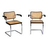 Paire de chaises « Cesca B64 » avec accoudoirs – style Marcel Breuer