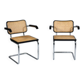 Pair of "Cesca B64" chairs with armrests – Marcel Breuer style