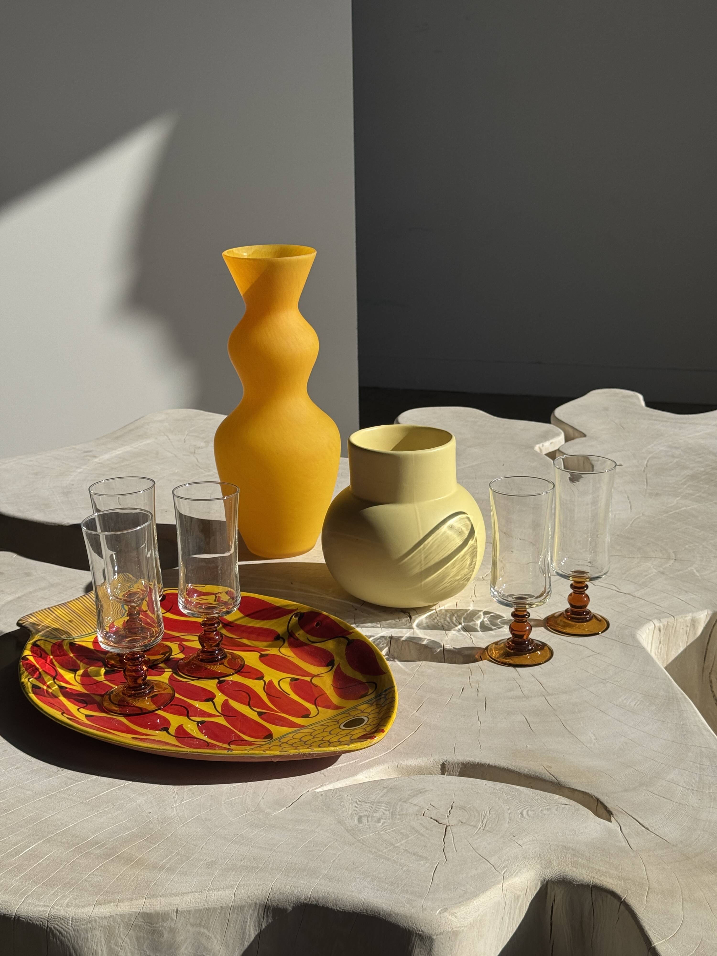 Small light yellow ball vase