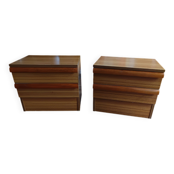 vintage bedside tables in elm by Simat Doubinski Brothers