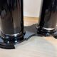 Art Deco dining table in black piano lacquer & metal, 1930
