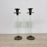 Lot de 2 bougeoirs en lucite Caravell, années 1970