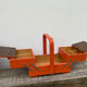 Orange wooden sewing box 1960 1970