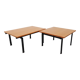 Suite of two vintage modernist Isa coffee tables in teak and black metal from the 60s