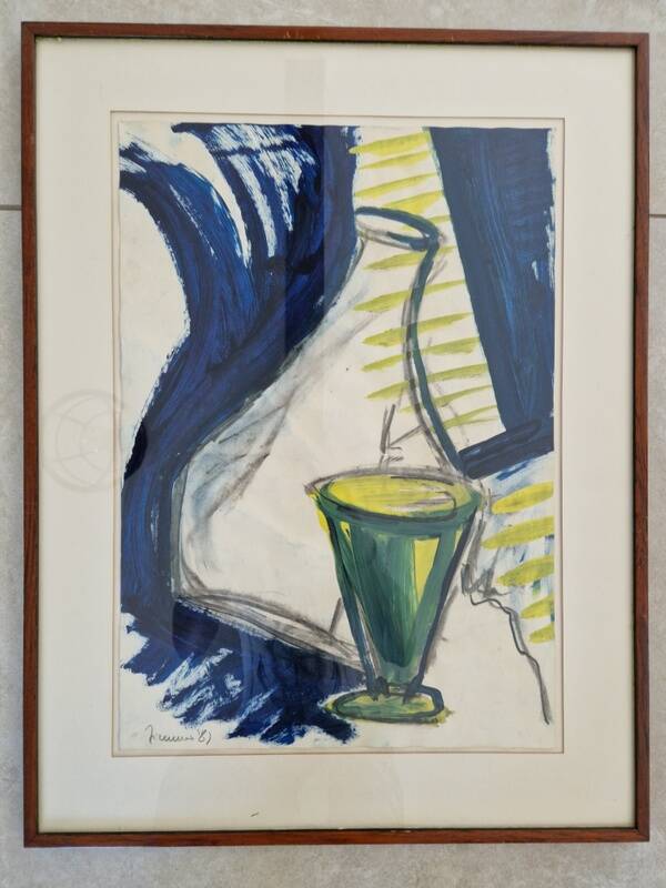 Bernd Zimmer (Born 1948) Gouache on paper - Abstract still life