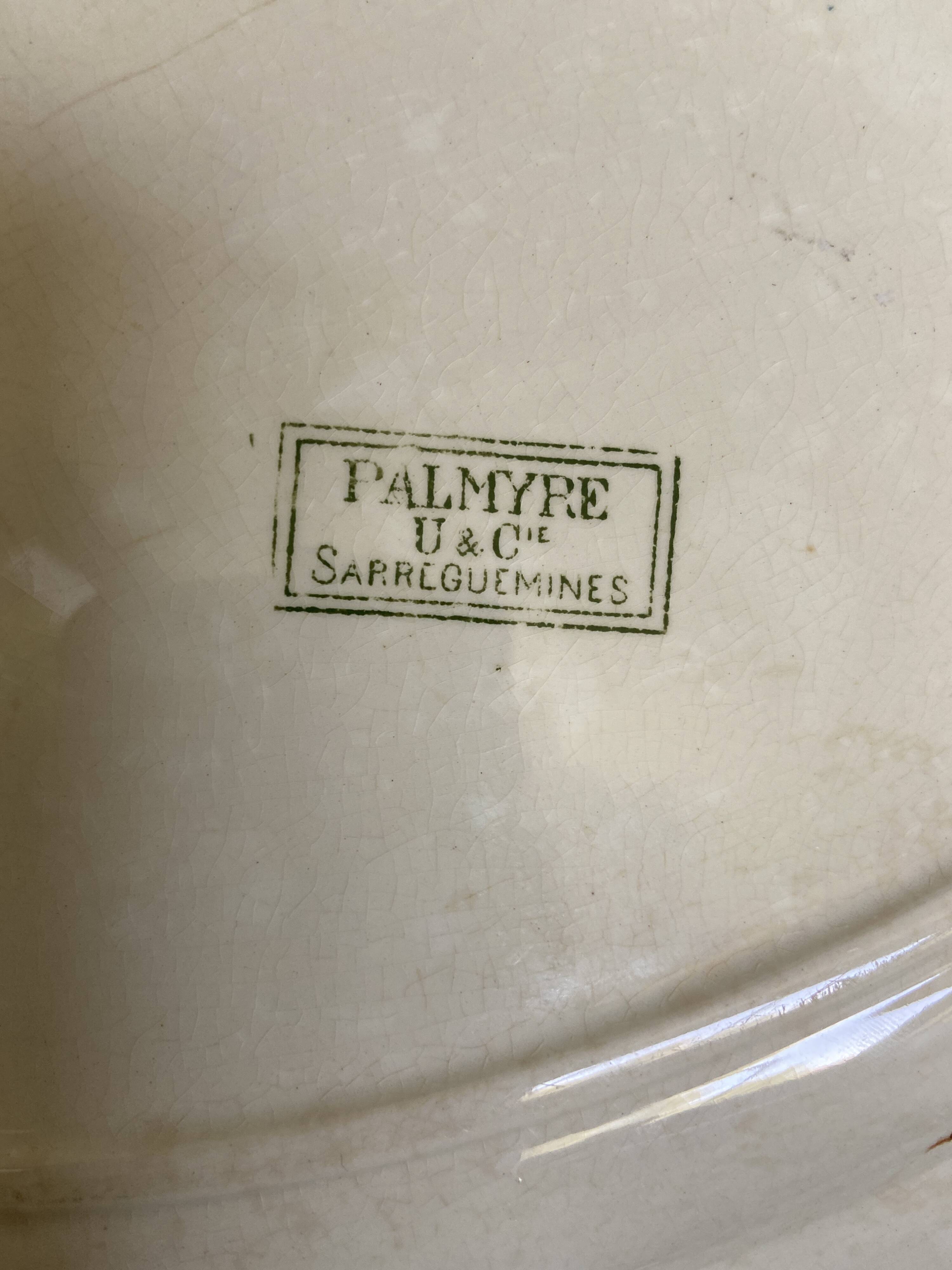 Large antique serving dish Sarreguemines Palmyre – floral earthenware v