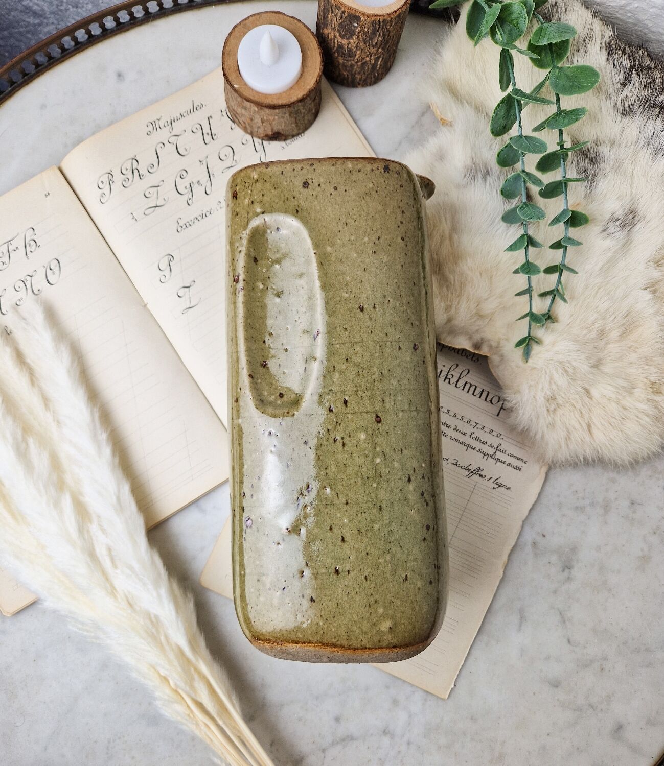 Rectangular-shaped sandstone pitcher, 70s