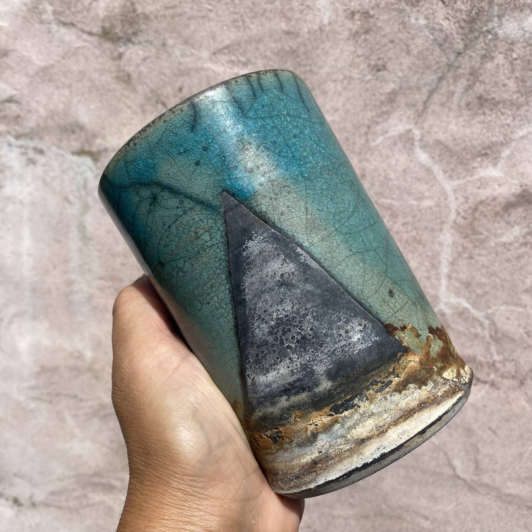 Handcrafted Raku ceramic vase