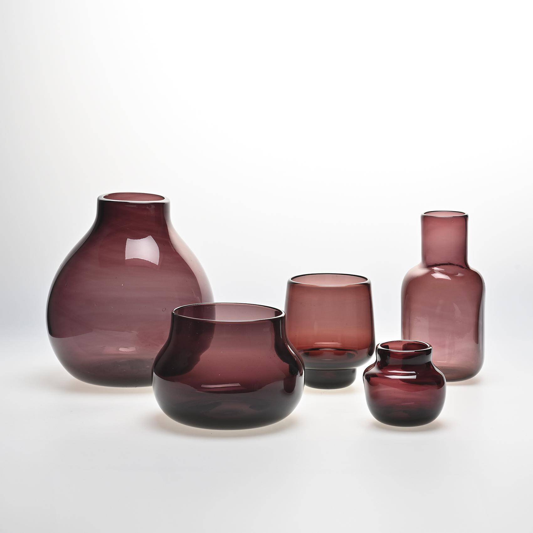 Set of five purple vases by Claude Morin, circa 1980
