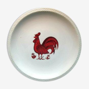 Assiette faïencerie de france: coq rouge