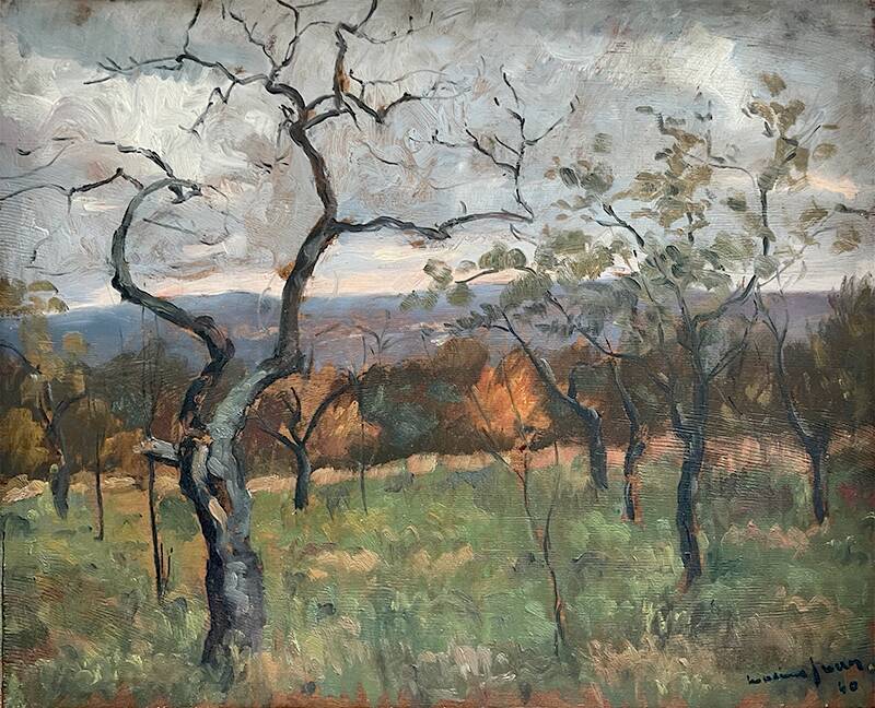 Painting “Wooded Landscape”, Oil on panel