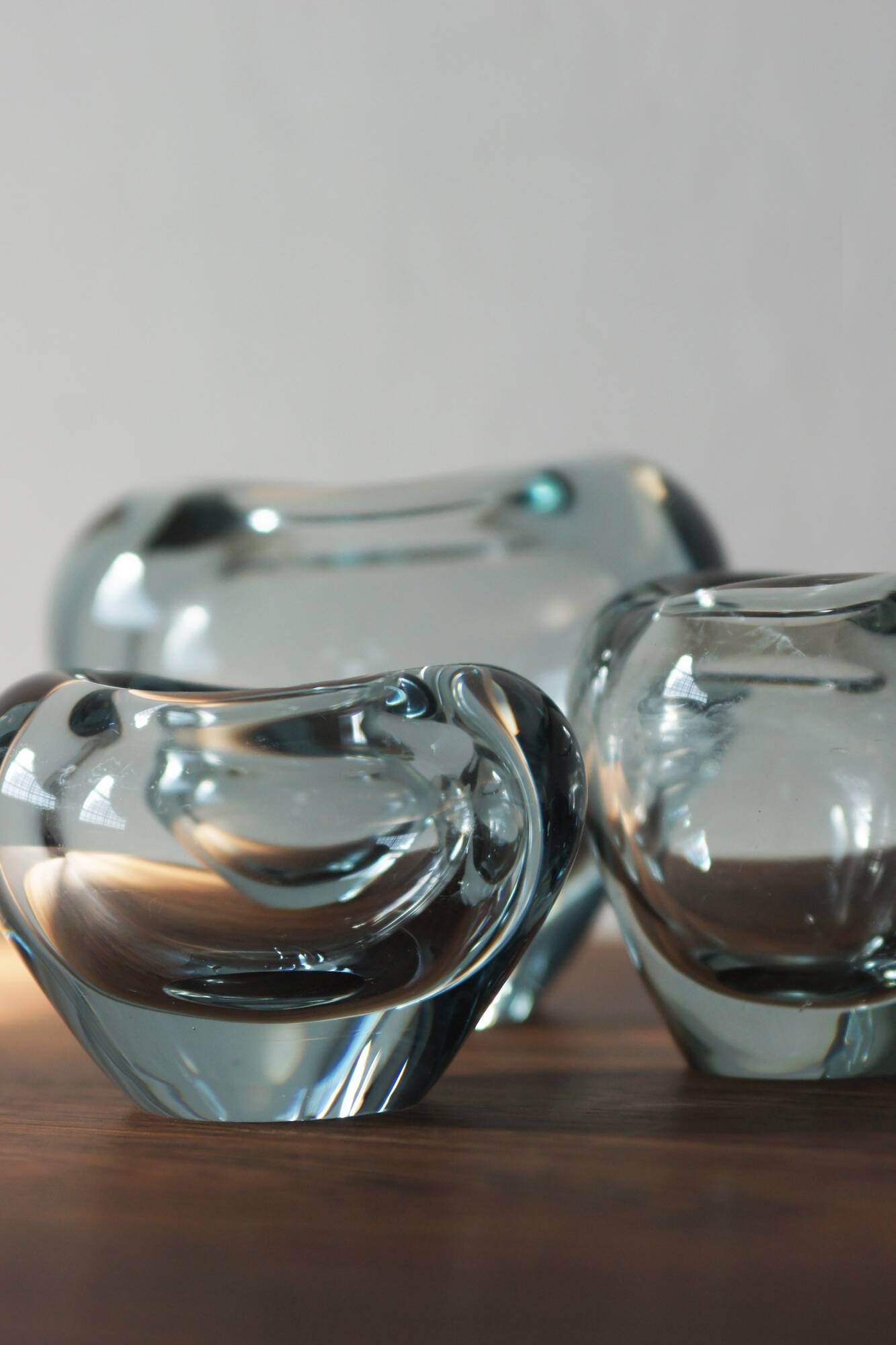 Blue Heart Vases by Per Lütken for Holmegaard, Denmark, Set of 3
