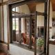 Old solid oak window from the early 20th century.