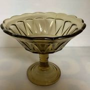 Large footed glass Art Deco moulded bowl