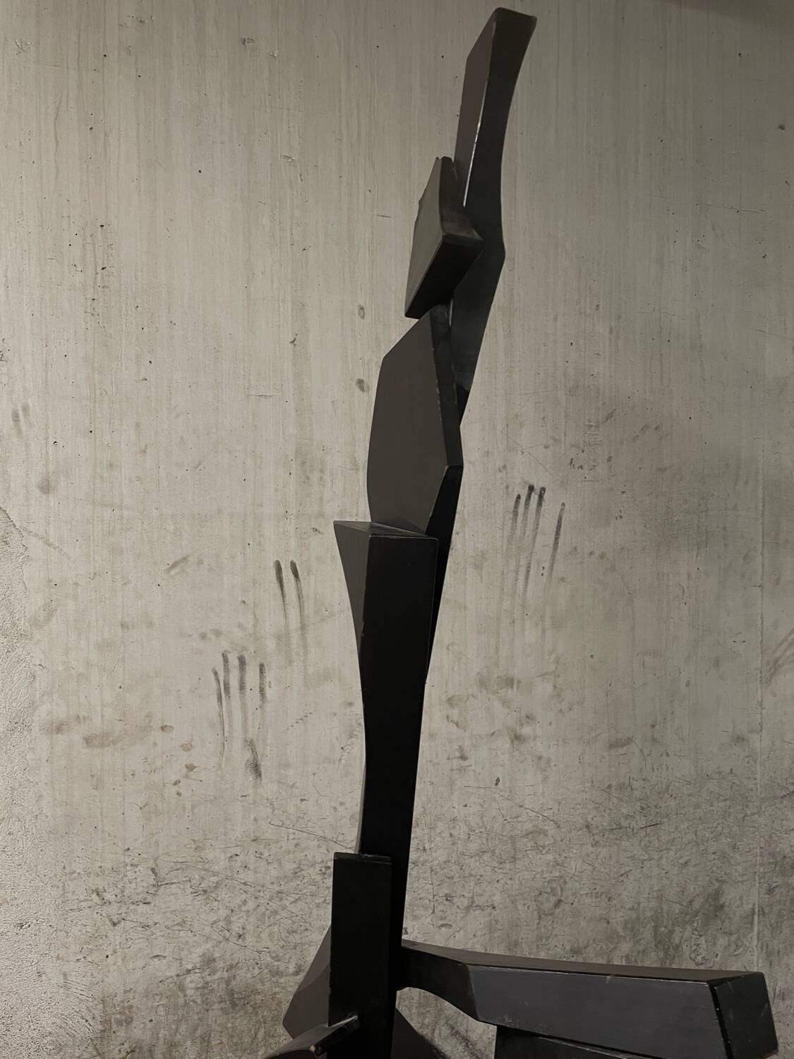 Large abstract sculpture in painted wood