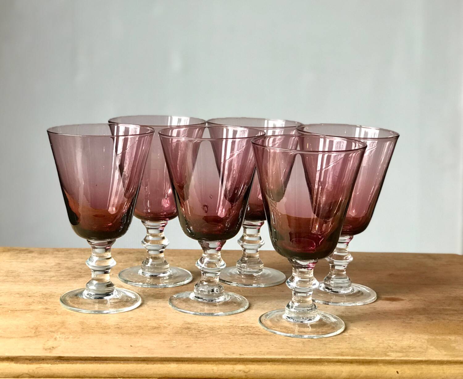 Lot de 6 verres à vin colorés soufflés bouche