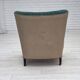 1950s, Danish armchair, original green/beige furniture wool, beech wood.