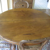Table Louis Philippe - 4 walnut mulched chairs