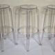 Set of 3 transparent Charles Ghost stools by Philippe Starck for Kartell, 65 cm