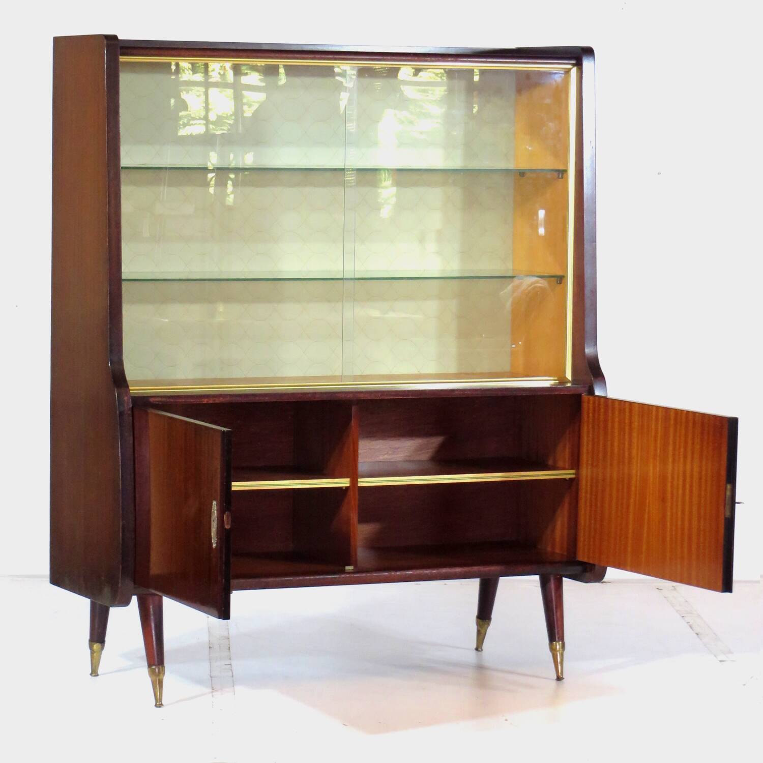 Art Deco display cabinet with sliding glass doors, 1930s