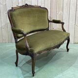 Early 20th century louis XV style bench in walnut