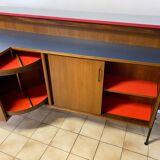 Vintage teak and formica bar with stool