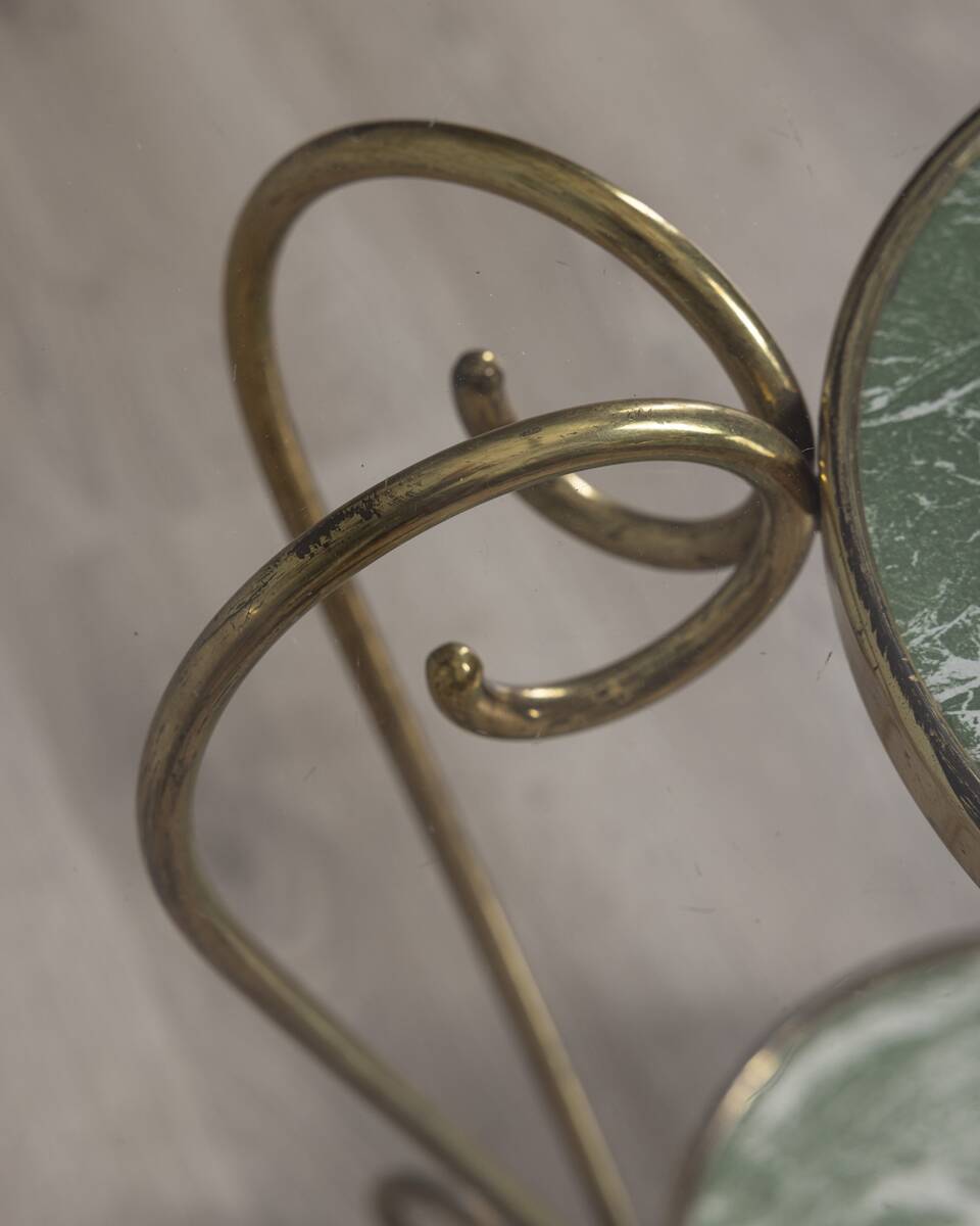 Vintage 1950s golden brass and glass coffee table Italian design