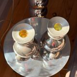 Set of 2 chrome Swedish chandeliers, 1960s style.