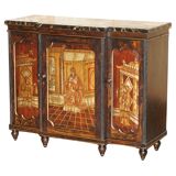 Regency 1810 library buffet in simulated hardwood with Chinese decoration.