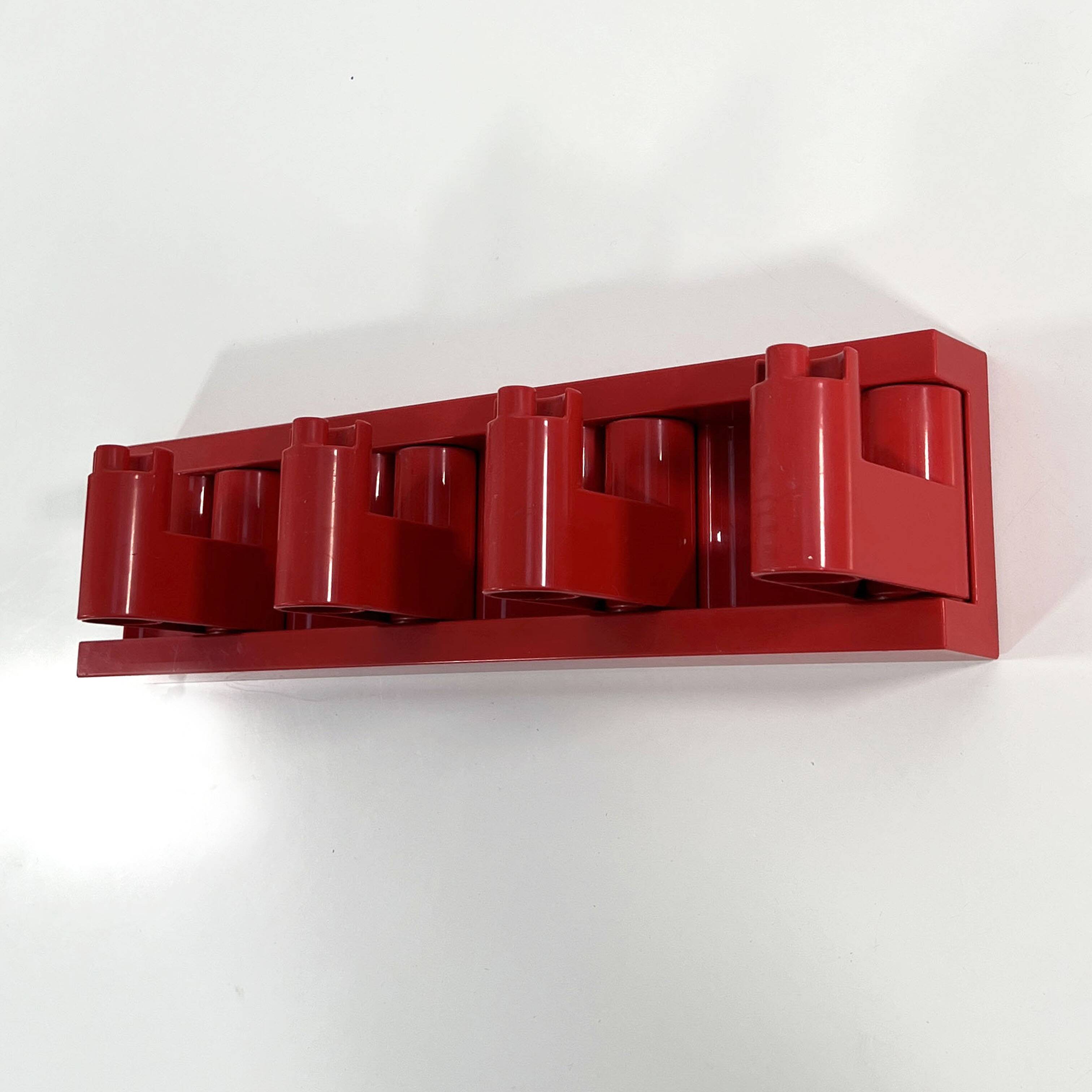 Red wall-mounted coat rack Minivip by Benanti & Brunori for Velca Legnano