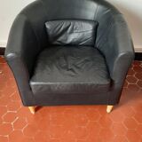 Fauteuil de cuir noir véritable