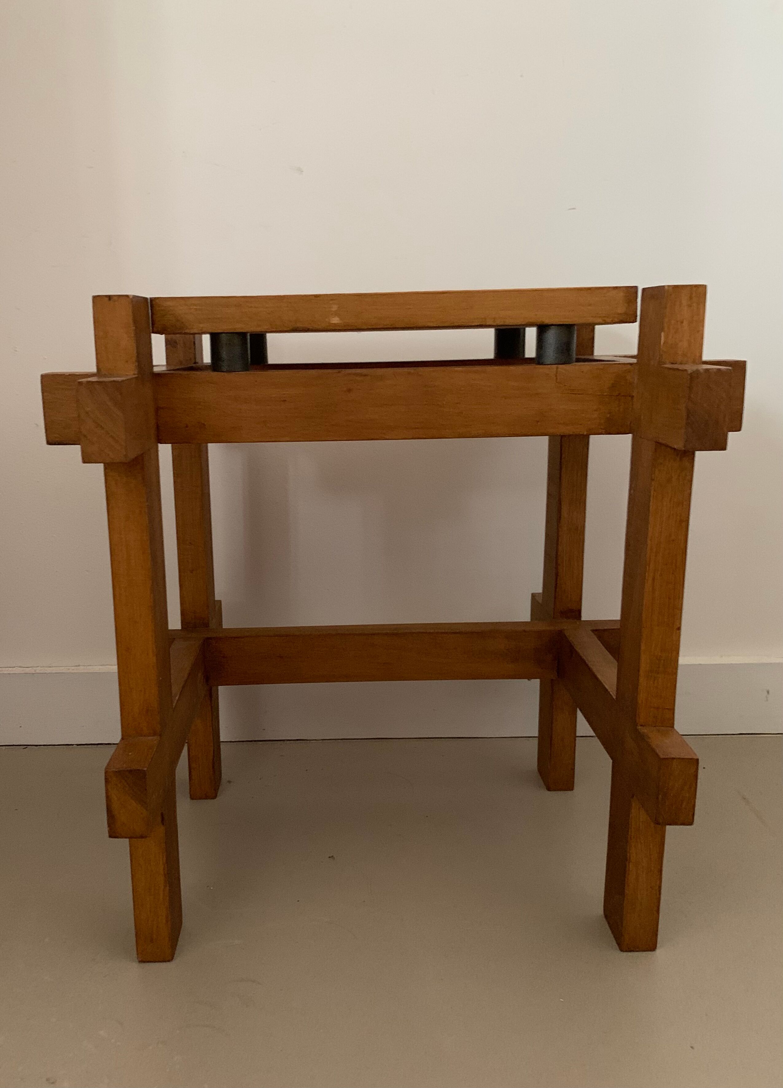 Old brutalist elm stool