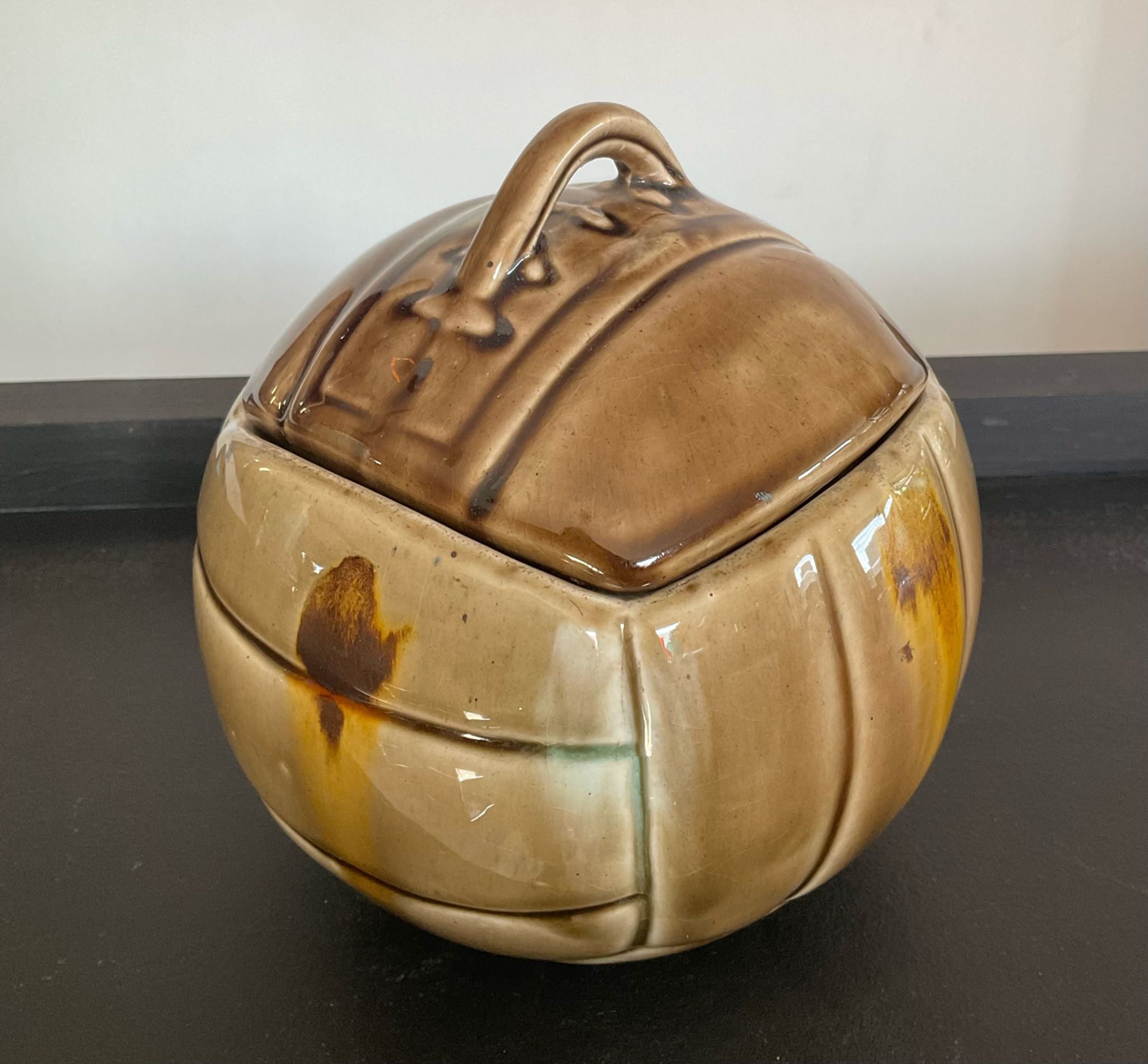 Pot vintage ballon en céramique émaillée